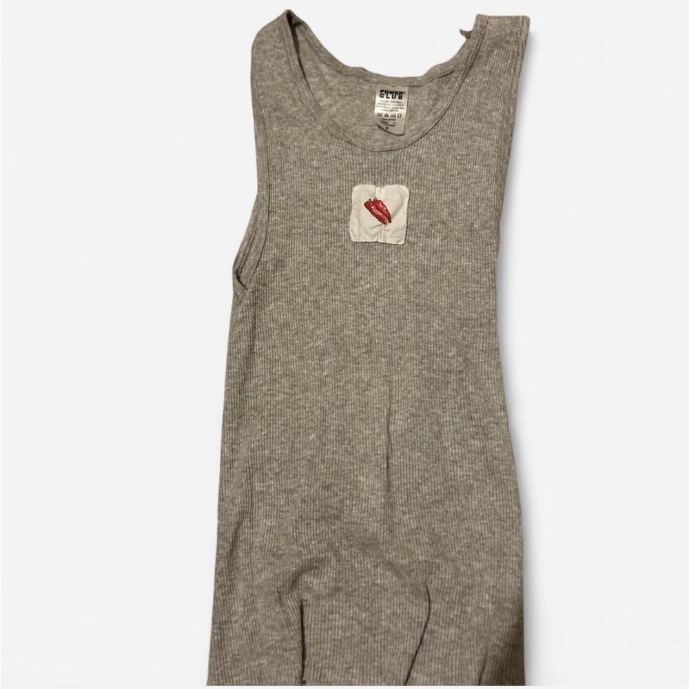 Customer Made Grey ribbed tank top with red chili pepper patch